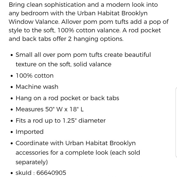 🆕️ 1 LEFT! Urban Habitat Brooklyn Window Valance - Picture 5 of 5